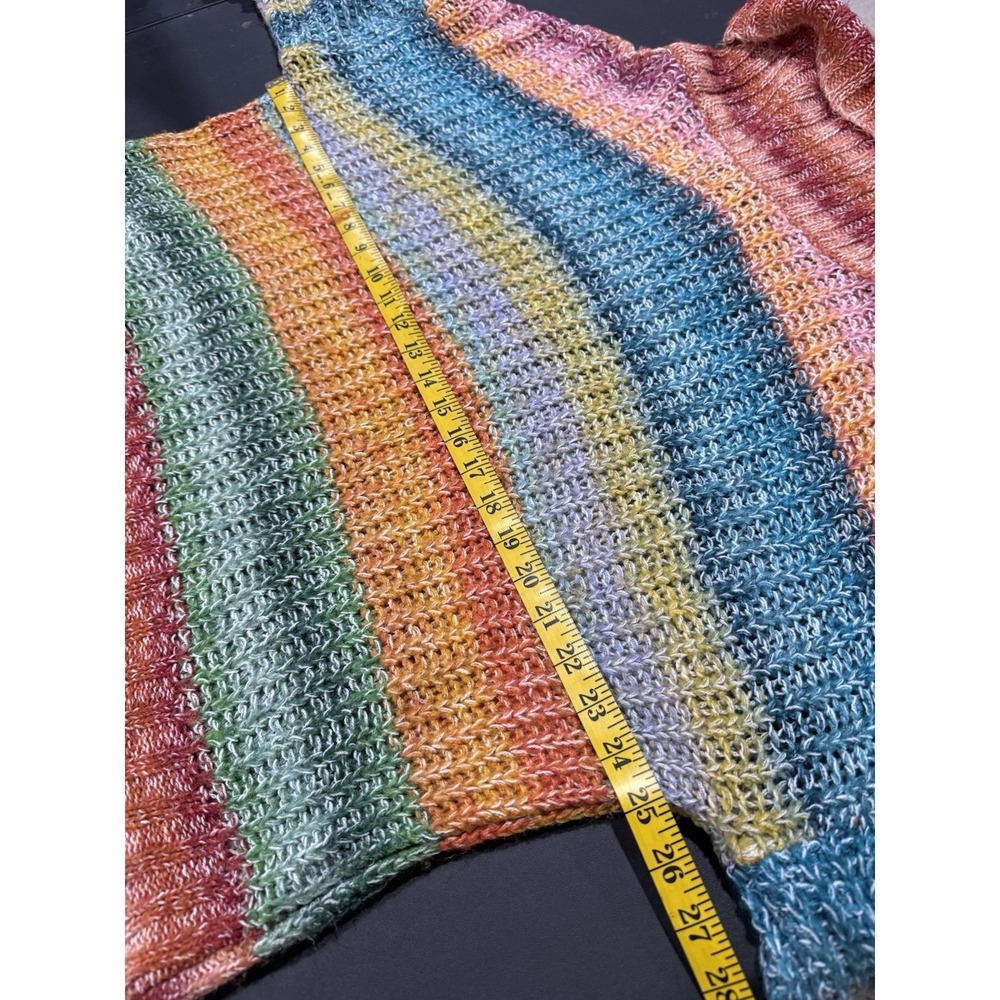 Sun+Moon Rainbow Space Dye Turtleneck Sweater L Multi Color Chunky Knit Lorelai - Picture 7 of 8